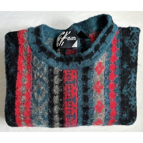 Vintage Tyrolia Skiwear Men's Medium Long Sleeve‎ Crew Neck Multicolor Sweater - Picture 4 of 10
